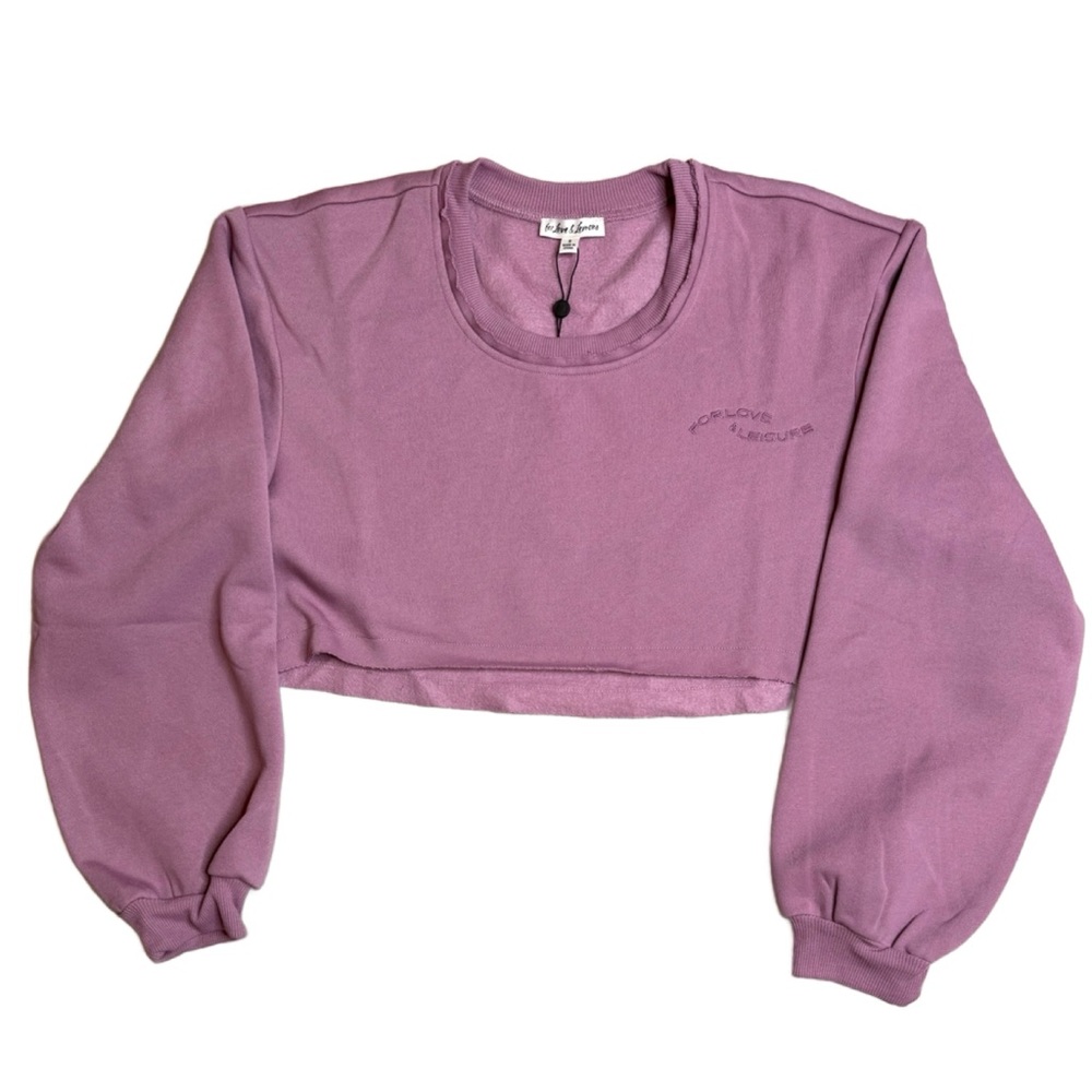 For Love And Lemons Women's Josie Cropped Sweatshirt Lilac S $130